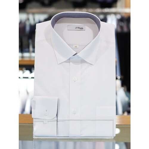 エス・テー・デュポン[デュポンシャツ]男性一般フィットスナップカラー長袖南方ワイシャツ（SE3SM11LS113SWH）