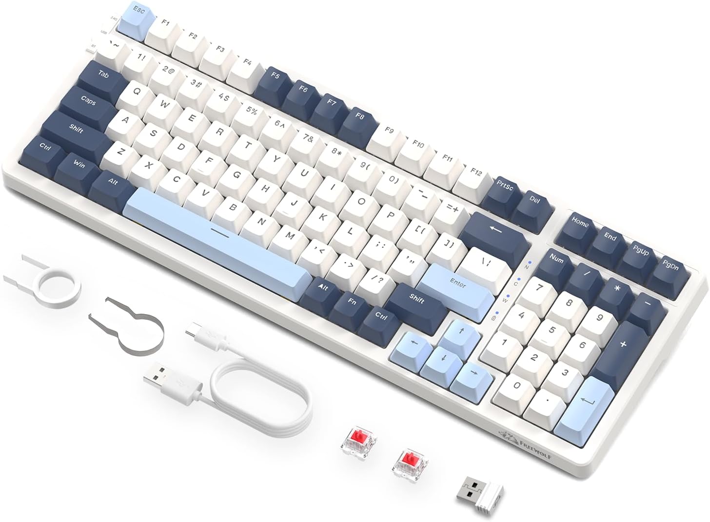 ZIYOU LANG K8 ゲーミングキーボード ワイヤレス メカニカルキーボード 100キー 赤軸 テンキー ホットスワップ対応 ガスケットマウント カスタムRGBバックライト 2.4Ghz/ Bl 5,270円