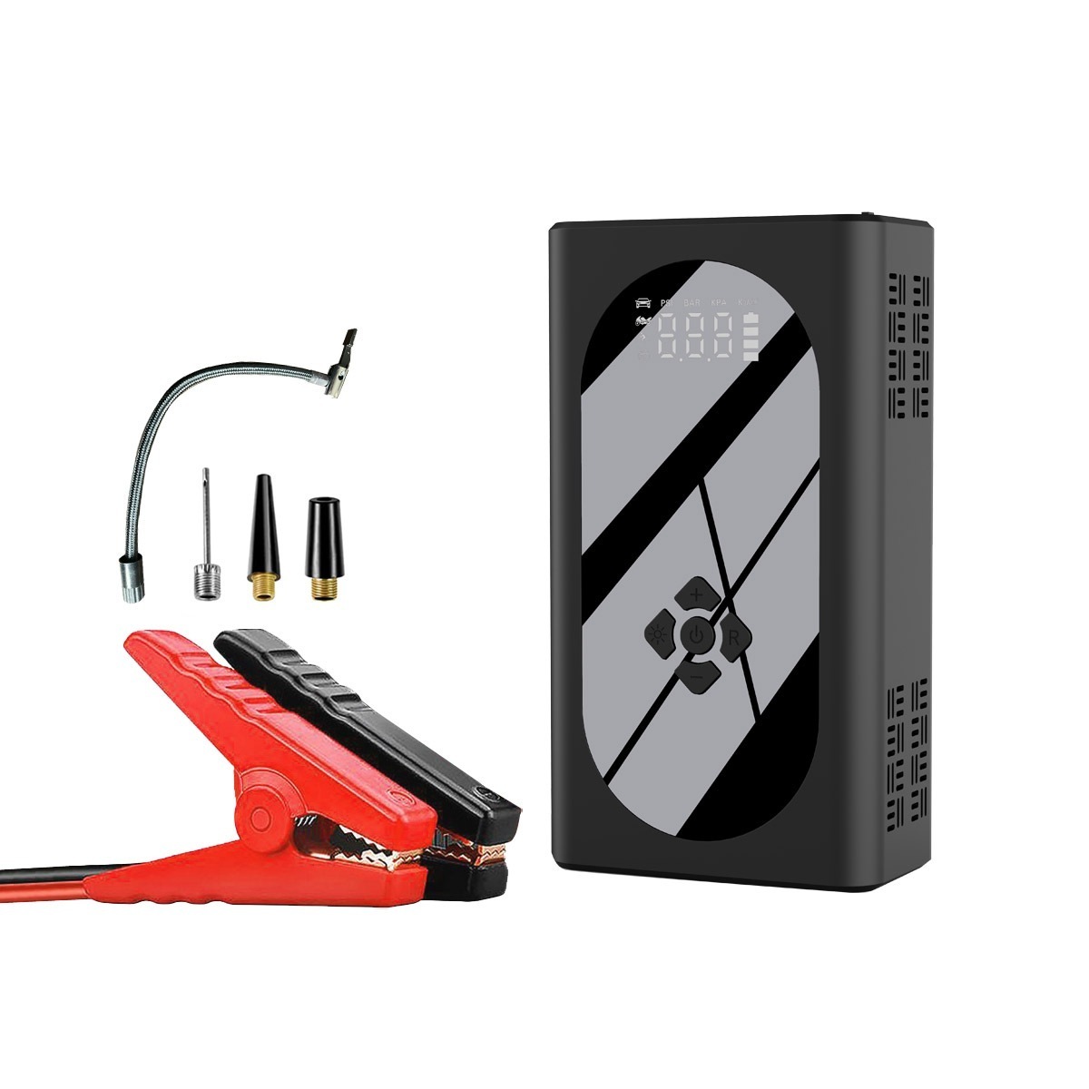 ジャンプスターター 12V車用 電動空気入れ 12000mAh 最大電流1000A 車のバッテリー上がり対策 一台五役 災害時の電源確保 LED緊急ライト搭載 PSE済 6ヶ月保証