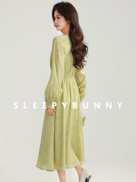 Sleepy Rabbit 新しいカジュアルスリムプリントドレス