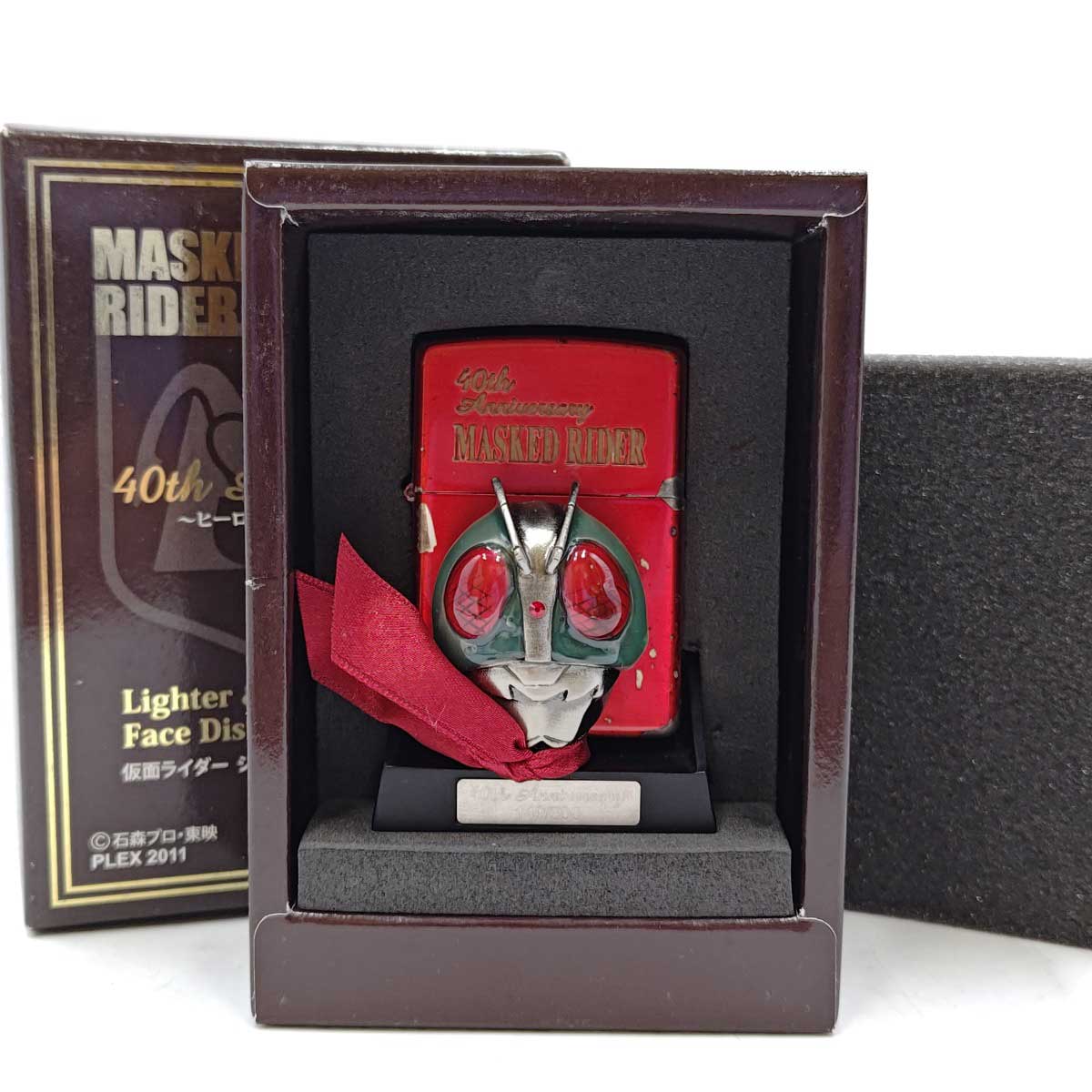 【中古】zippo ジッポー 仮面ライダー 40周年記念 仮面ライダー2号 2010年製 シリアルナンバー入り フェイスディスプレイ台座付 MASKED RIDER 40th Anniversary