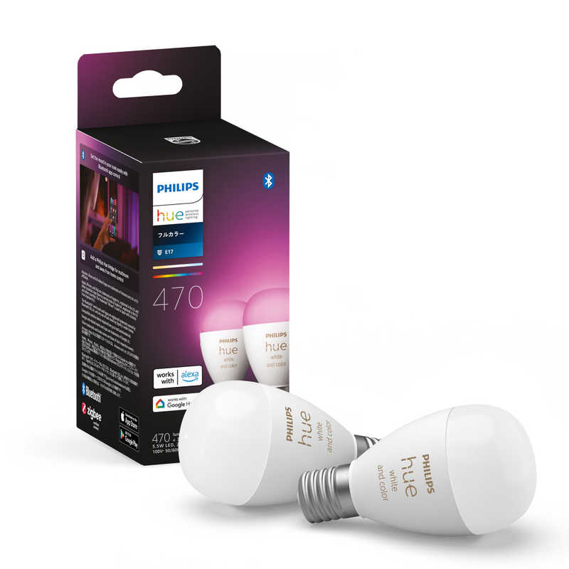 フィリップス　PHILIPS　Philips Hue フルカラー E17 LED電球 40W形相当 2個セット ［E17 /一般電球形 /40W相当 /2個］　PH17WC2