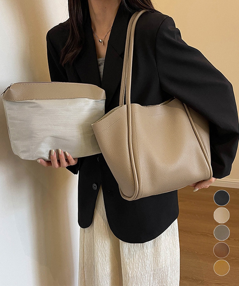 国内即納 ポーチ付きトートバッグレディース肩掛け鞄 6ZMIN-006