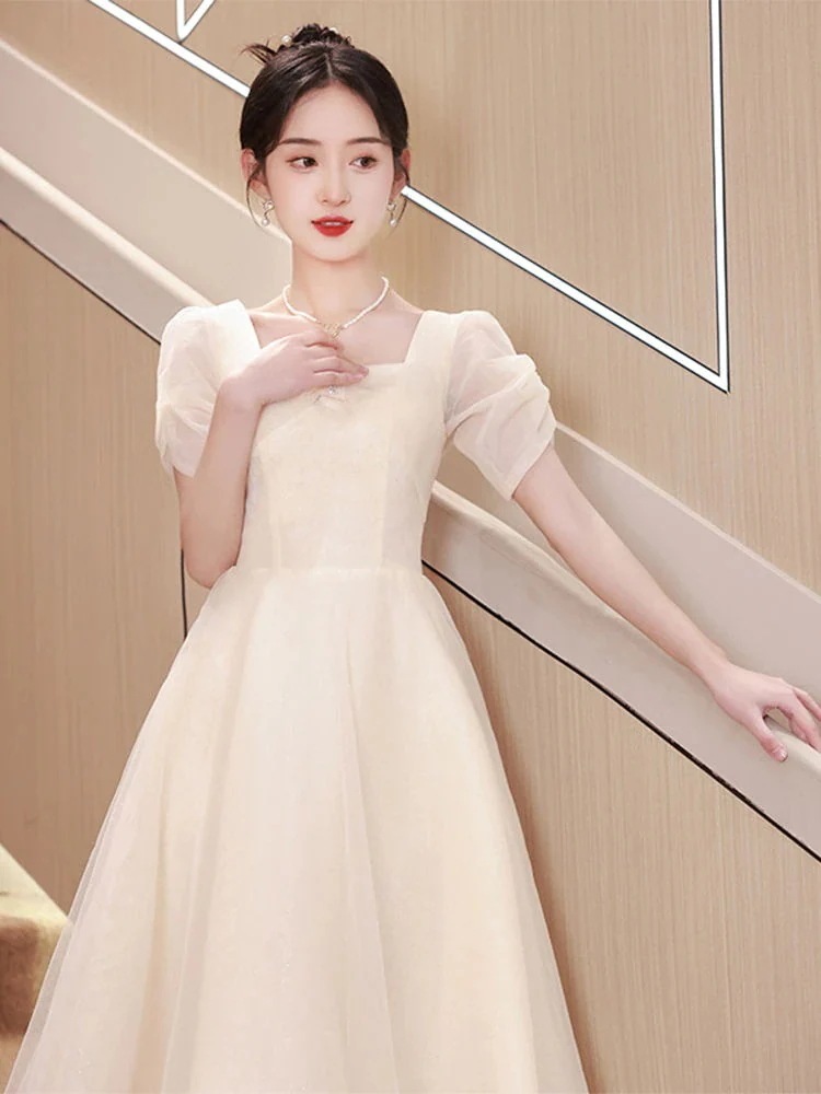 ドレス フレンチヴィンテージ ドレス スーパーフェアリー ウェディングドレス ドレス 気質 メッシュ ストラップレスブラ