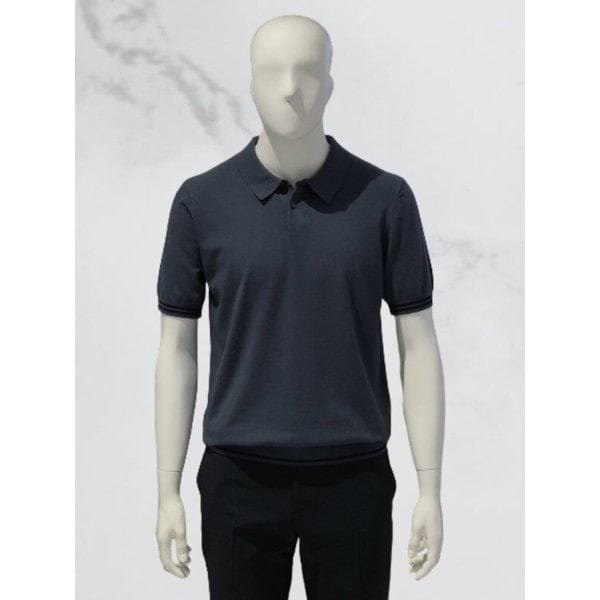 男性春夏グレイブルーカラーニット半袖Tシャツ426618071044