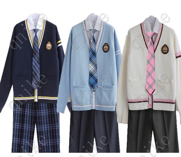 制服5点セット スクール 男女高校制服 秋冬ニット 学生服男の子スーツ 春秋ブレザー カーディガン
