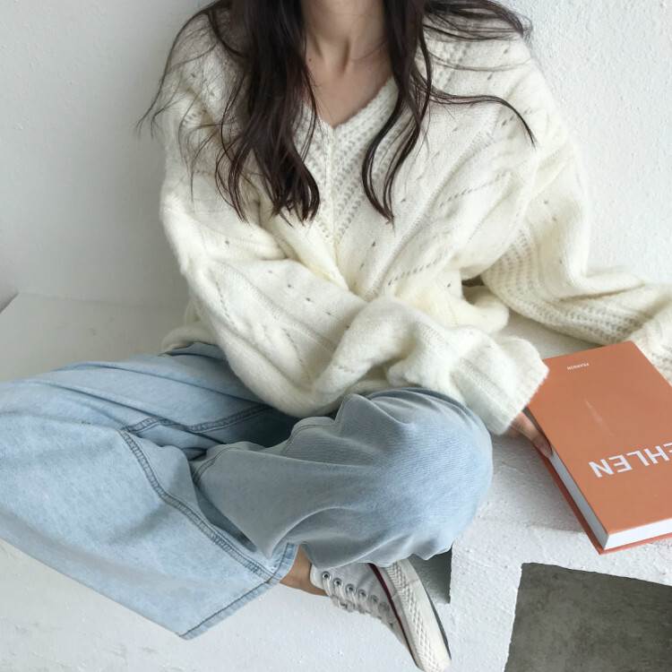 セーター ニット 長袖 Vネック ドロップショルダー ケーブルニット ゆる ワイド きれいめ 大人 上品 おしゃれ かっこいい こなれ感 抜け感 ルーズ カジュアル ラフ リラックス 大人可愛い カラ