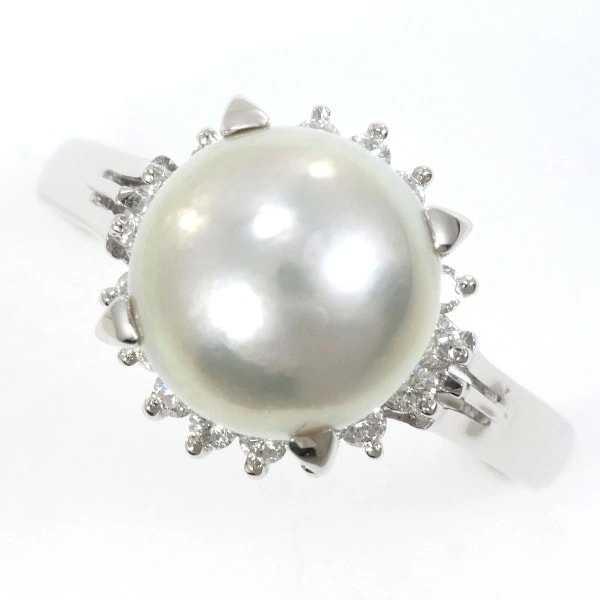 PT900 プラチナ リング 12.5号 パール(真珠) 約9mm ダイヤ 0.26 中古 38,903円