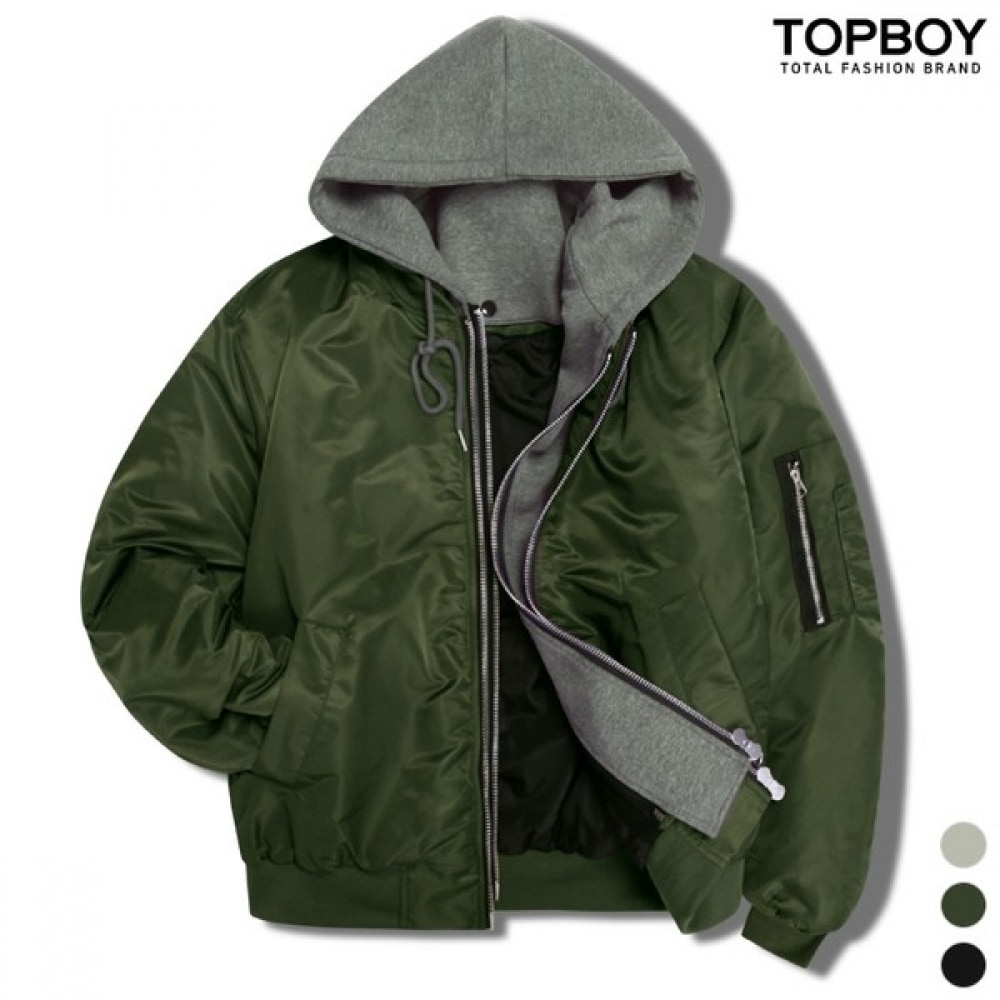 (トップボーイ) MA-1 オーバーフィットフード付き着脱式エアラインジャンパー (K2128)