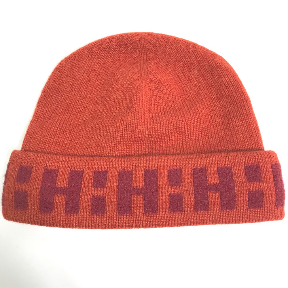 ニット帽 ビーニー ビーニー ニットキャップ 帽子 カシミヤ オレンジ