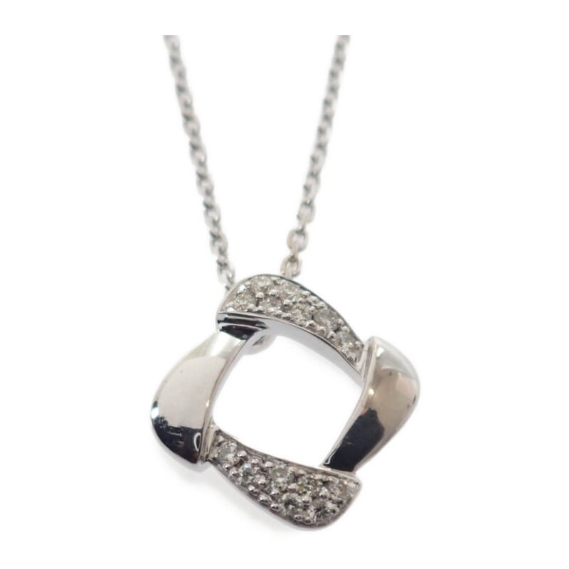 【4℃】スクエア モチーフ ネックレス K18ホワイトゴールド ダイヤモンド レディース