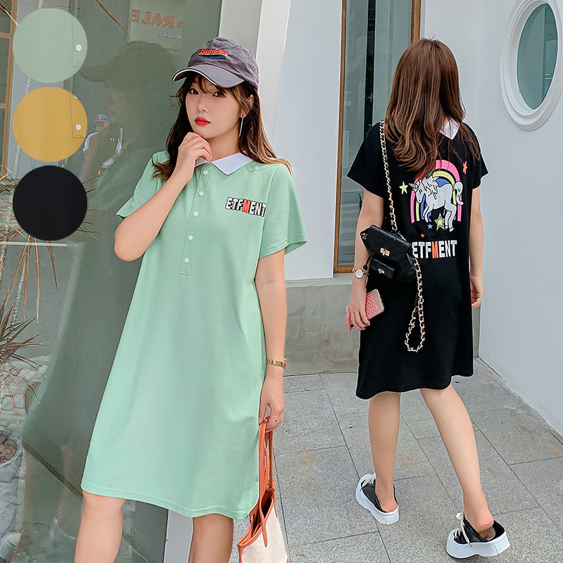 ワンピース 大きいサイズ 半袖 春夏 韓国 妊婦 マタニティ ゆったり きれいめ 3l 4xl 5l