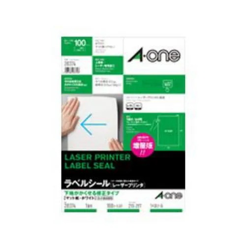 エーワン 28374 ラベルシール レーザープリンタ ( A4判 ／ 1面 ／ ノーカット ／ 100シート ) ホワイト 4,772円