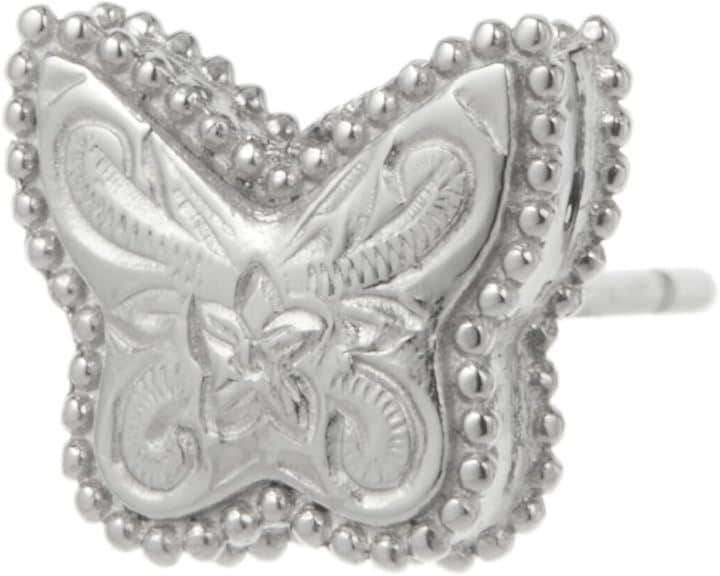 Piena ピエナサージカルステンレス316L 片耳用 1個売り ハワイアンジュエリー 蝶 プルメリア ミル打ち スクロール ピアス レディース シルバー(シルバー(片耳用))