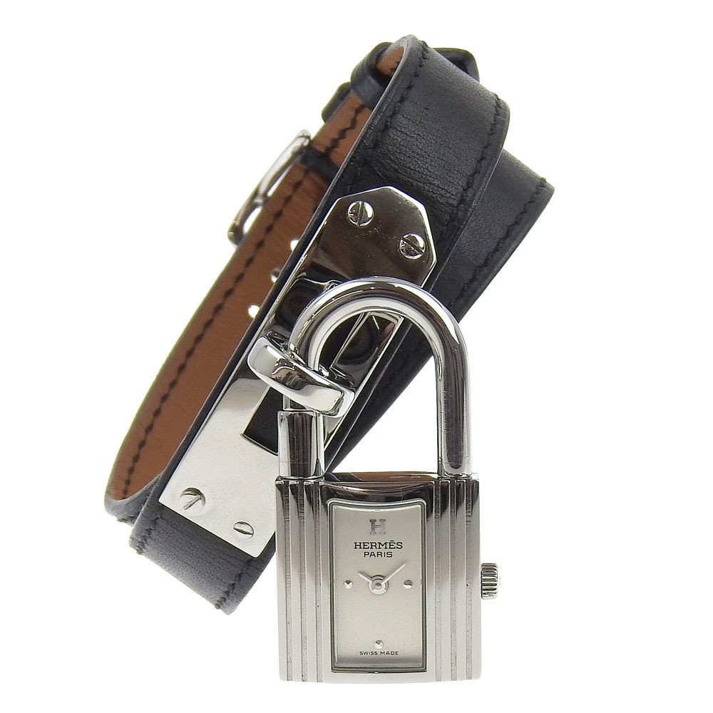 ケリーウォッチ KE1.210 腕時計 ステンレススチール 型押しレザー E クオーツ アナログ表示 レディース シルバー文字盤 中古品 A-ランク