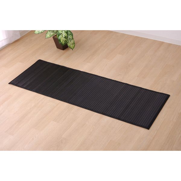 1100220034301 竹 廊下敷 無地 糸なしタイプ ユニバース ブラック 80×440cm メーカー直送