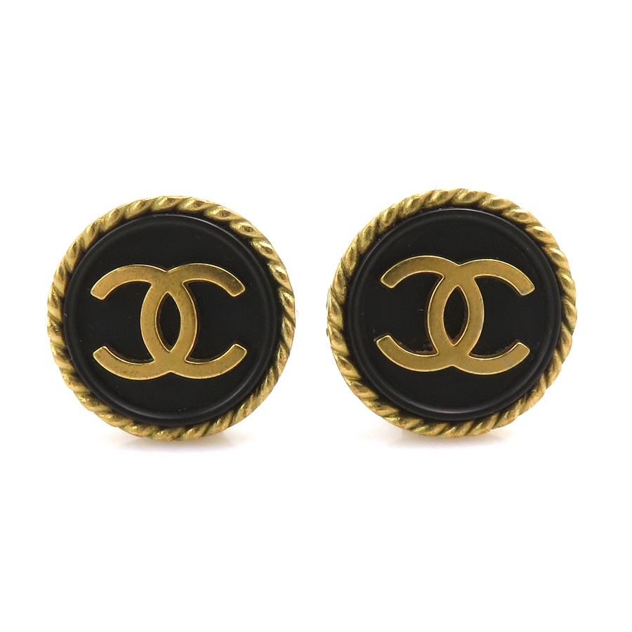 シャネル CHANEL イヤリング ココマーク メタル/プラスチック ゴールド/ブラック レディース e61572a