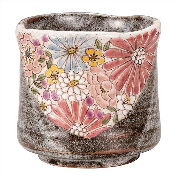 ナカマル『九谷焼』湯呑華詰赤 K9-717