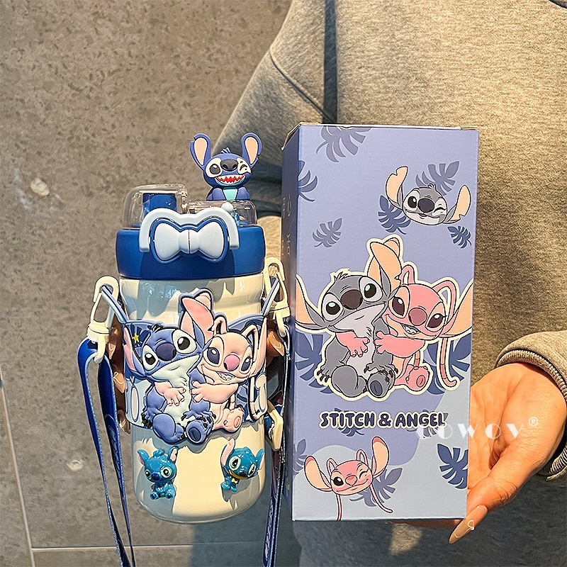 スティッチキッズ316ステンレス保温カップ大容量通学携帯斜め掛け水筒ダブル飲みカップ