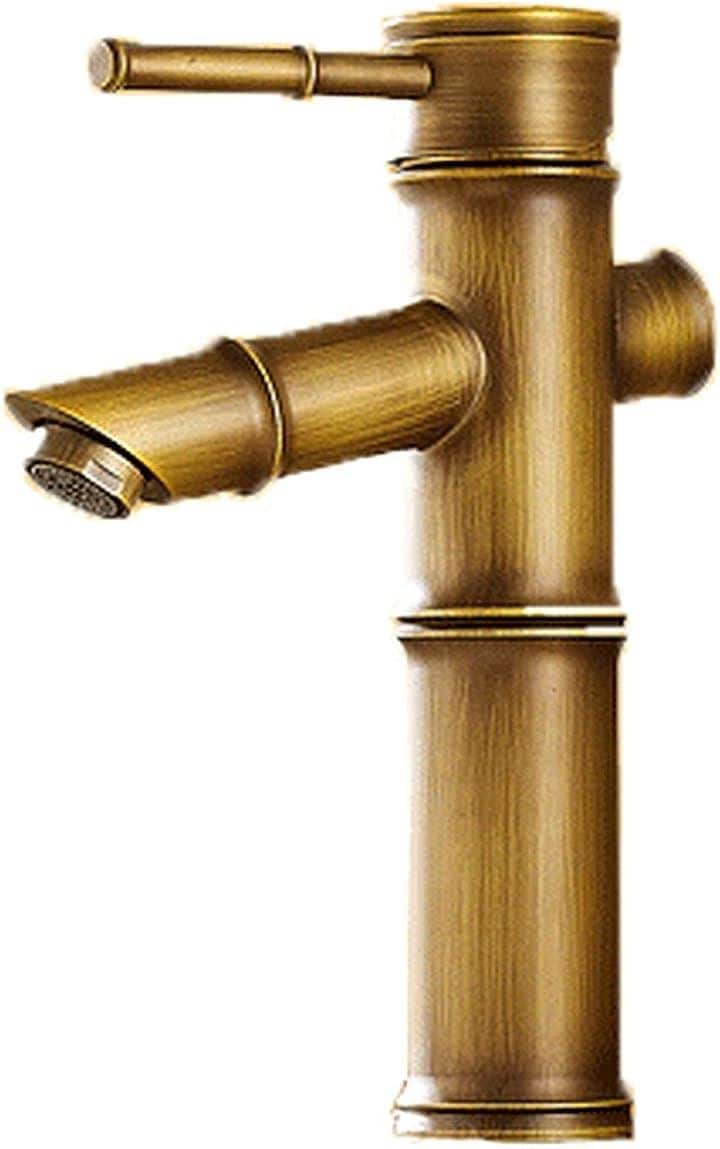 洗面用 竹型 混合水栓 蛇口 シングルレバー 洗いボウル用 洗面台(Bタイプ, ショート)