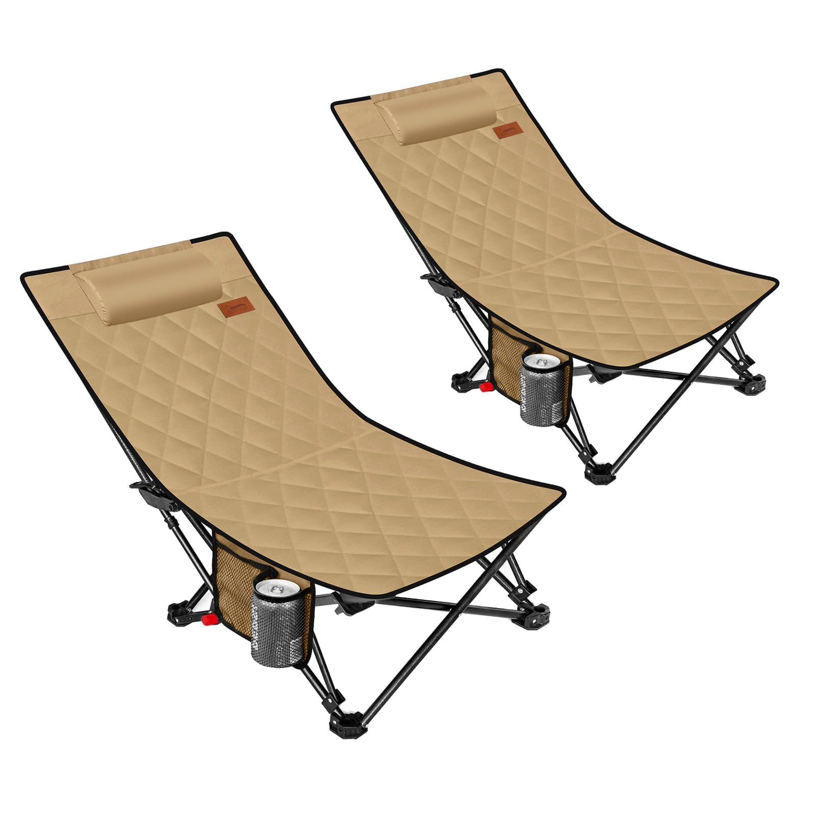 DesertFox キャンプチェア リクライニングチェア 厚手の中綿 秋冬用 アウトドアチェア 単品/セット 折りたたみ 背もたれ角度4段階調節 コンパクト 1秒設営撤収 ローチェア 軽量【耐荷重1