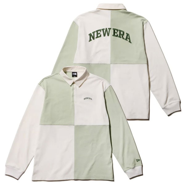 ニューエラ NEW ERA ゴルフ 長袖 ラグビーシャツ ヘビーウェイト ブロック オフホワイト ピスタチオ 14326404