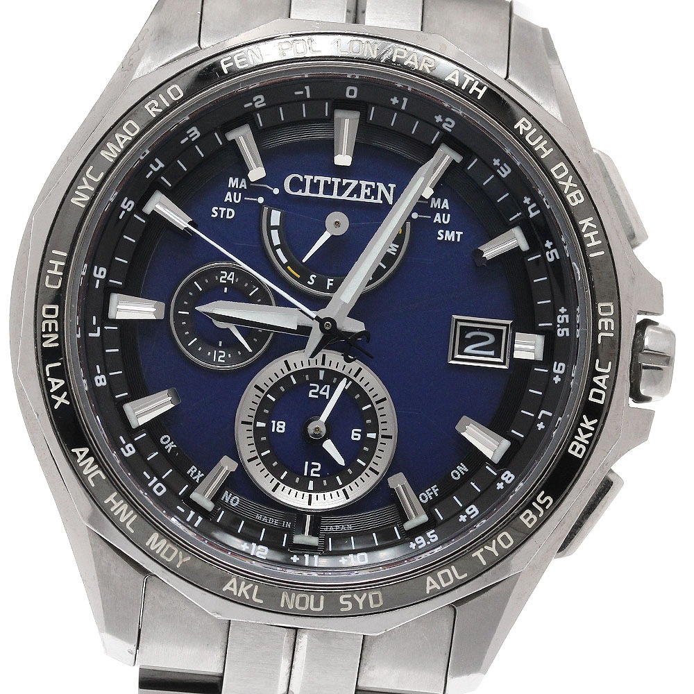 シチズン CITIZEN AT9090-53L/H820-T023096 アテッサ ダブルダイレクトフライト エコドライブ ソーラー電波 メンズ _952510【中古】