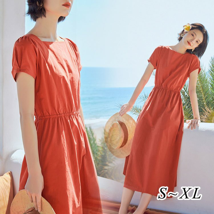 ワンピース レディース 40代 キレイめ マキシワンピース 無地 夏 ブランド激安セール会場 半袖 春 着痩せ