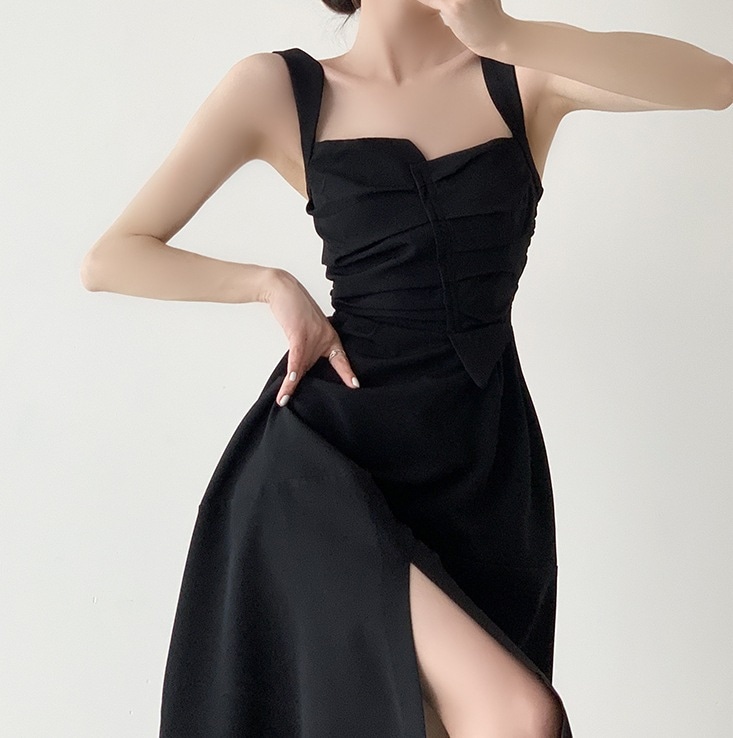 ワンピース レディース スリット入り パーティ ワンピ 個性的 春服 夏服 ロング 袖なし ノースリーブ バックコンシャス インスタ映え モテ 流行 トレンド 高見え 格上げ 美脚 脚長 ブ