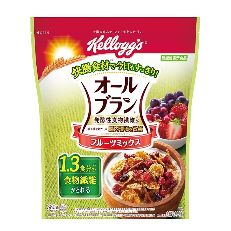 ケロッグ オールブラン フルーツミックス 380g ×6袋 小麦ふすま シリアル 腸活 発酵性 食物繊維