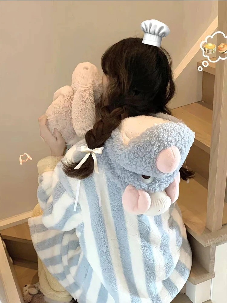 珊瑚絨パジャマ女性ins秋冬長袖フランネルあたたかい厚手部屋着セットです