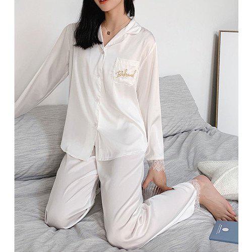 ルームウェア レディース パジャマ 寝巻き 部屋着 大きいサイズ 上下セット 2点セット シンプル ベーシック 上品 きれいめ 高級感 リラックス 無地 ナイトウェア 旅行 お泊り ラフ 体型カバー