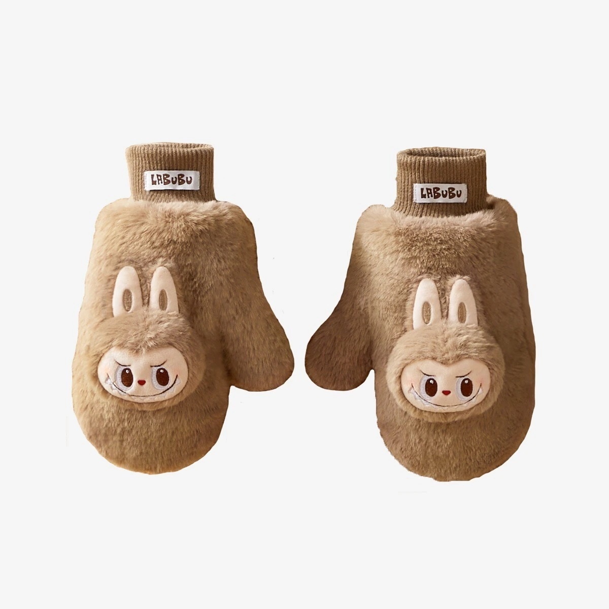 公式正規品POP MART Warm Fluffy LABUBU Plush Gloves らふぶ ぬいぐるみ手袋 厚くて暖かい アウトドアライディングに適したホルターネックデザイン
