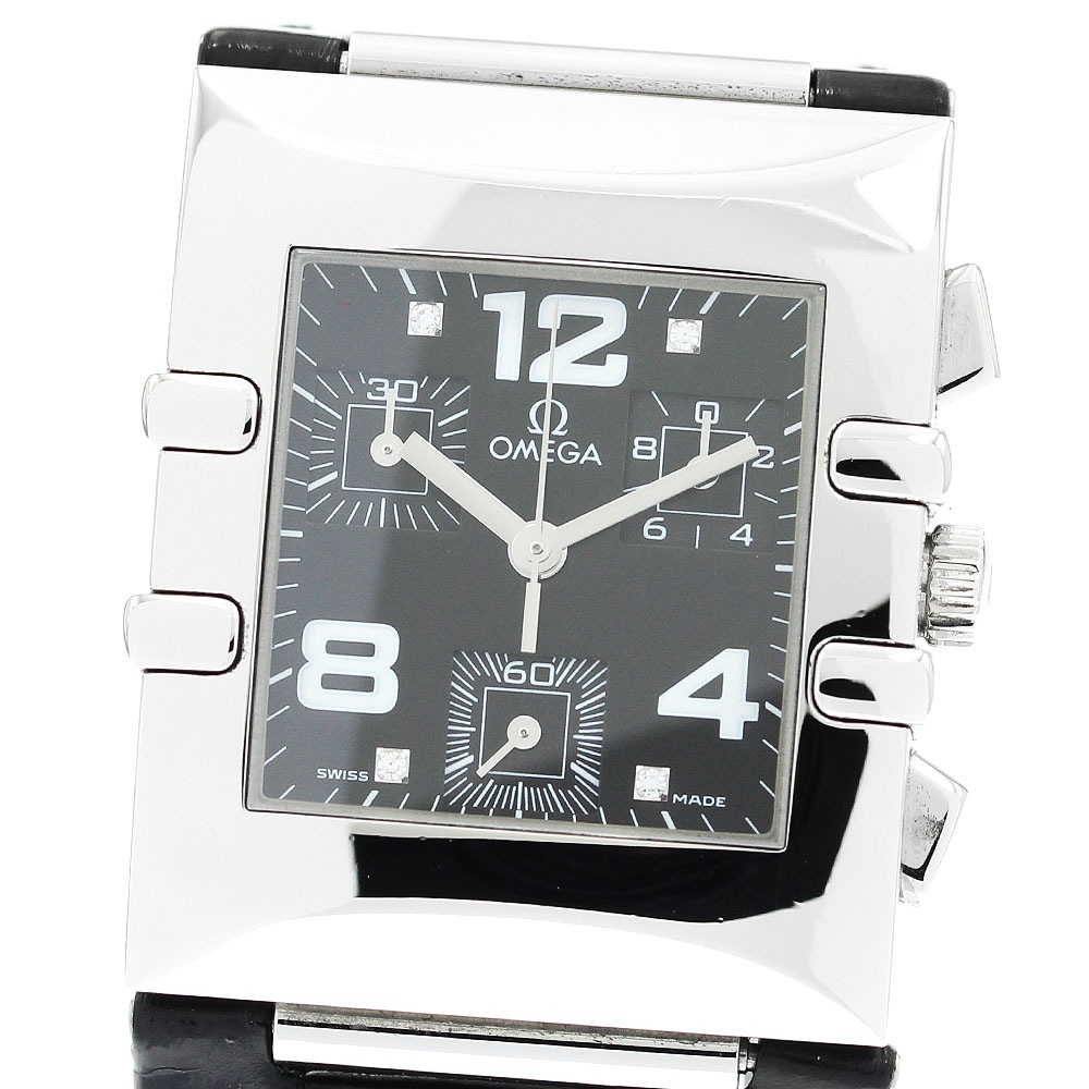 オメガ OMEGA 1841.55.11 コンステレーション クアドラ 4Pダイヤ クロノグラフ クォーツ レディース 箱・保証書付き_877024【中古】