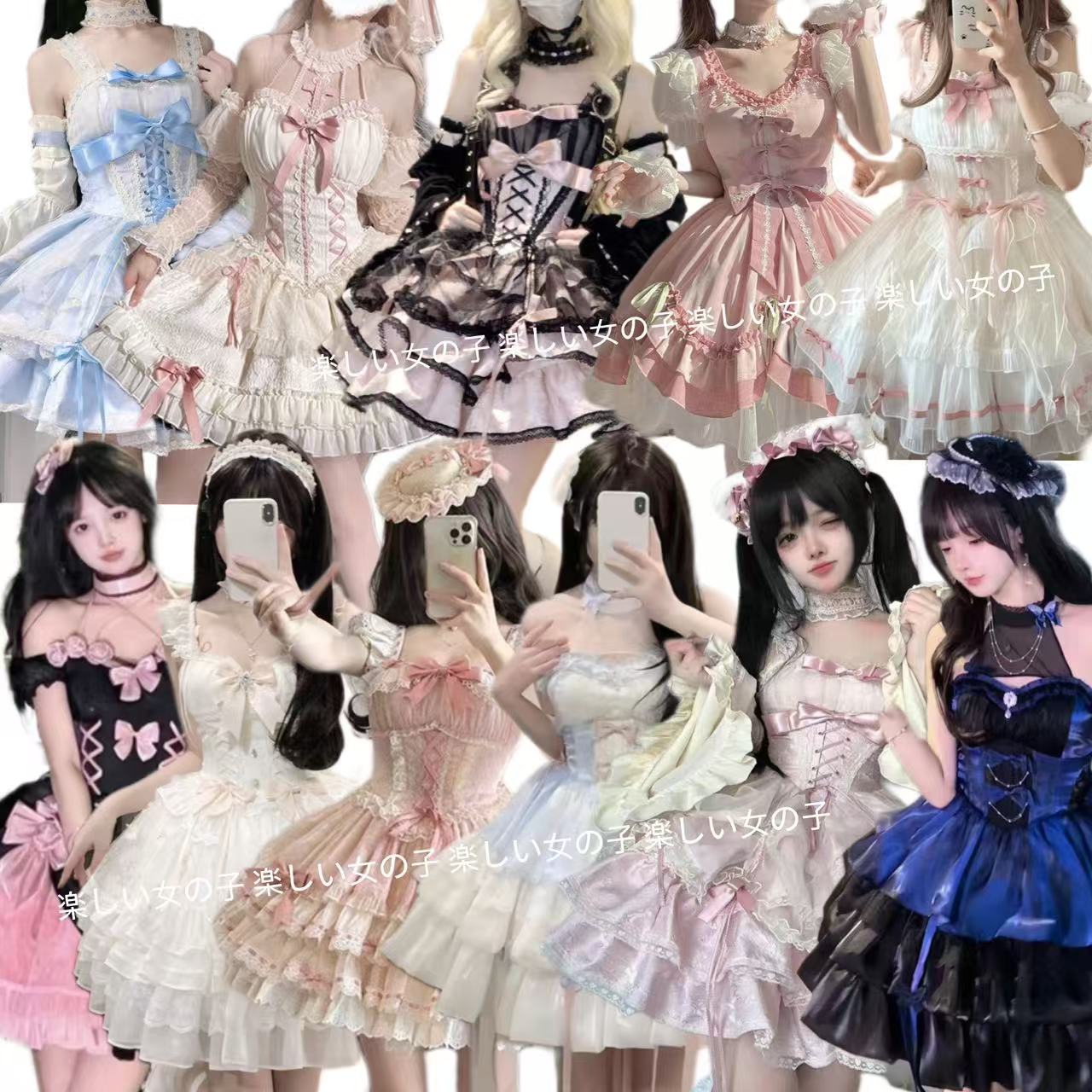 Q10人気新品！のかわいいロリータワンピース二次元コスプレドレスかわいいロリーワンピース+リボンのモップスーツ学園祭文化祭 4,901円