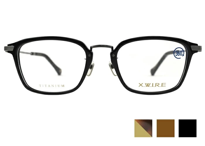 エクスワイア XWIRE xw-2008 360度曲がるテンプル フルリム スクエア 日本製 伊達 度付き チタン メンズ 老眼鏡 遠近両用 めがね メガネ 眼鏡 5020 xw