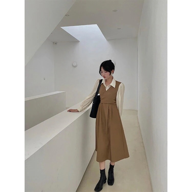 体型カバーパーティードレス 春春新作 ロングワンピース韓国 ワンピース シャツワンピースワンピースリネンワンピースUVカット楽チンひんやりドレス ドレス接触冷感日焼け防止UVケアUV