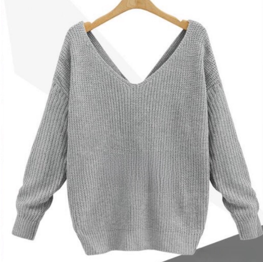 レディース トップス ニット セーター プルオーバー 長袖 Vネック 背中開き オーバーサイズ フェミニン ストリート バッククロス コンサバ かわいい 大人可愛い きれいめ シンプル カジュアル