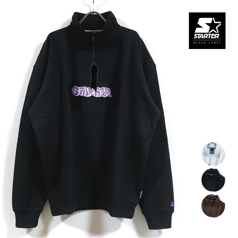 STARTER BLACK LABEL スターターブラックレーベル 裏起毛 ハーフジップ ビッグシルエット トレーナー 長袖 3PT006 メンズ 【 送料無料 】 スケーター 発泡プリント 5,898円