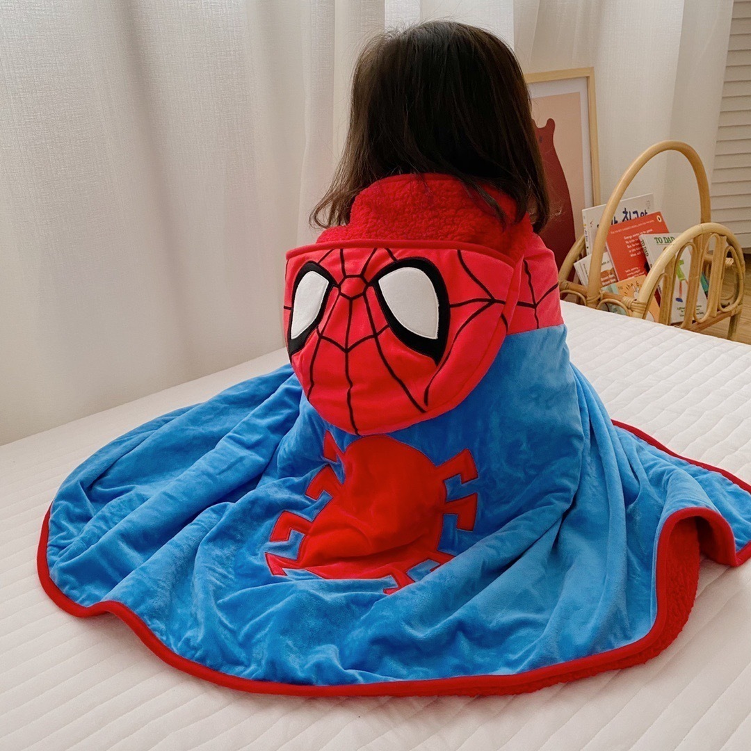 スパイダーマンケープブランケットかわいいケープ昼寝ブランケットオフィス昼寝ブランケット冬