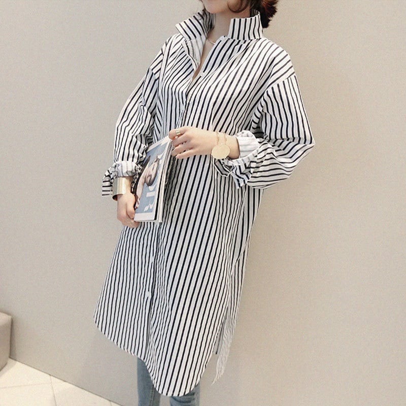 ストライプロングシャツ　0945