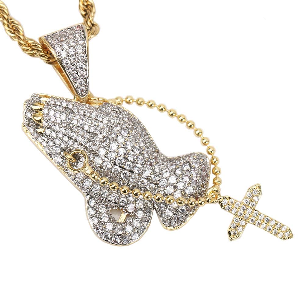 祈り手ネックレス パヴェ [n307]