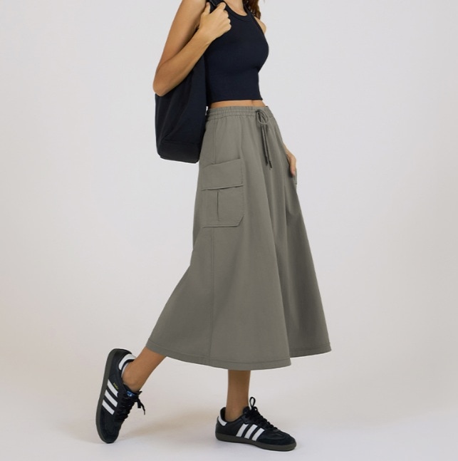 ウーブンポケットロングスカート 4 カラー