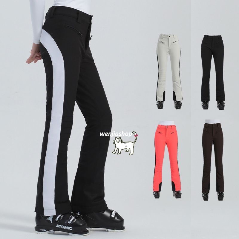 スノーボードウェア 2025 単品 パンツ レディース ズボン ボトムス スリム 細身 ストライプ ウィンタースポーツ 韓国風 保温 防水 防寒 スノーウェア スキーウェア スノボウェア