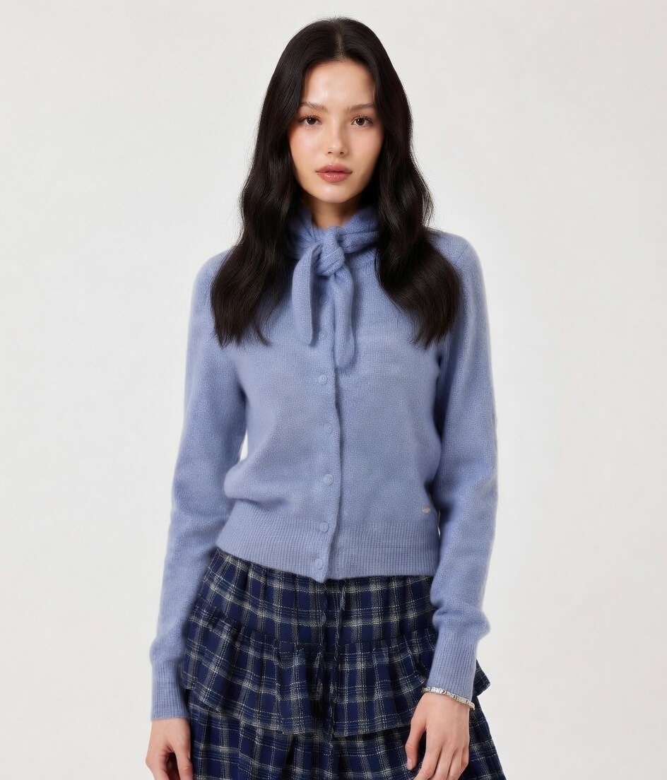 Bokashi Scarf Set Cardigan