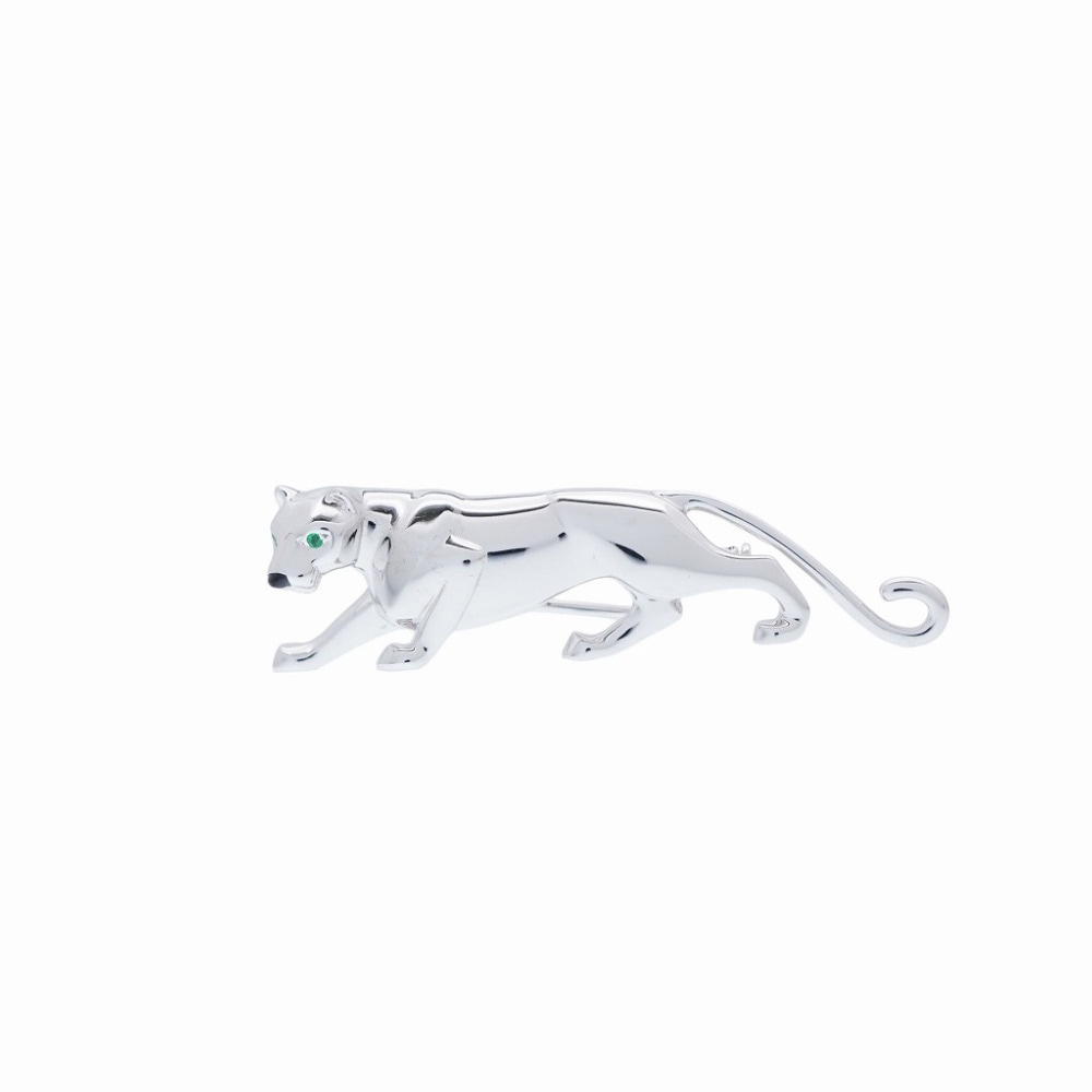 新品同様 パンサー ブローチ K18ホワイトゴールド/エメラルド/オニキス ホワイトゴールド 0542【中古】 レディース