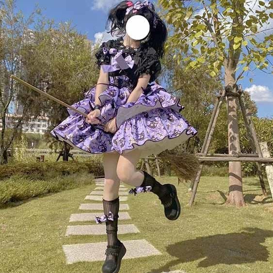 コスプレレディース黒猫の三段スカート jskロリータワンピースメイド服 韓国ファッション ハロウイン