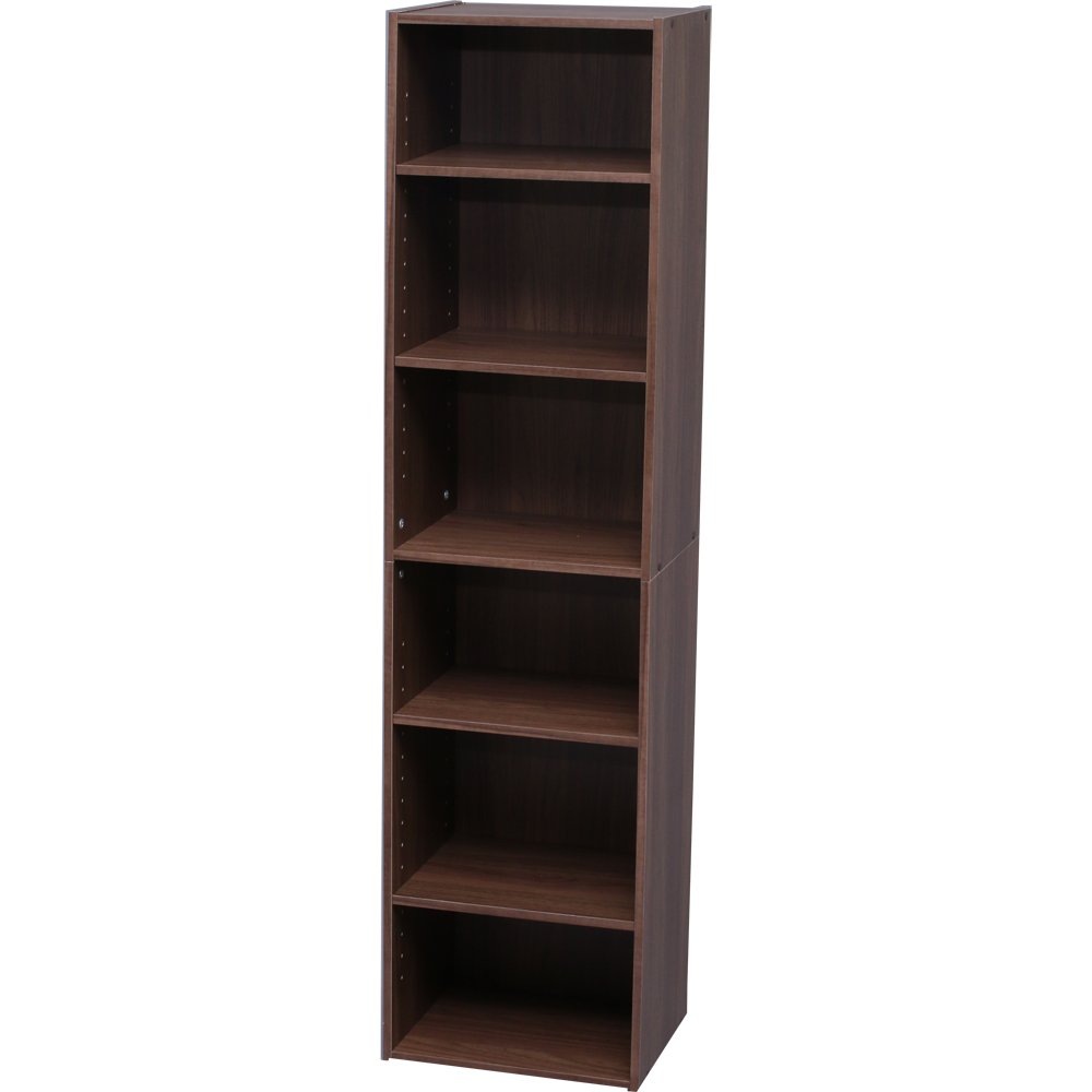アイリスオーヤマ カラーボックス 収納ボックス 本棚 6段 可動棚 幅36.6×奥行29×高さ144.6cm ウォールナットブラウン モジュールボックス MDB-6K