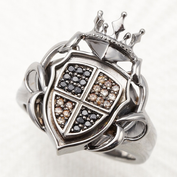 メンズリング　指輪　シルバー925　王冠　盾　ストーン　紋章　つた　シルバーアクセサリー