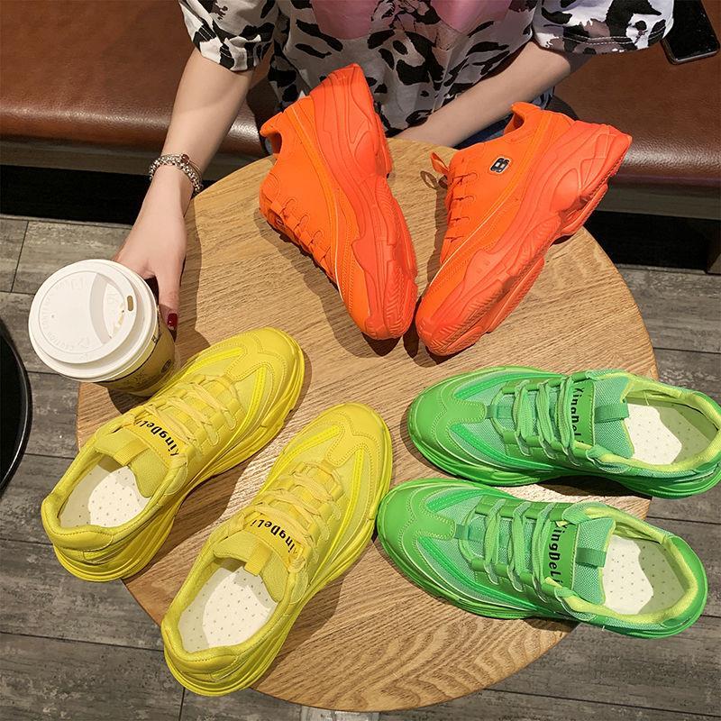 カラー厚底スニーカー 厚底シューズ 厚底靴 ネットレッドメッシュ 靴 シューズ ミドルヒール 韓国 オルチャン ３カラー a2787